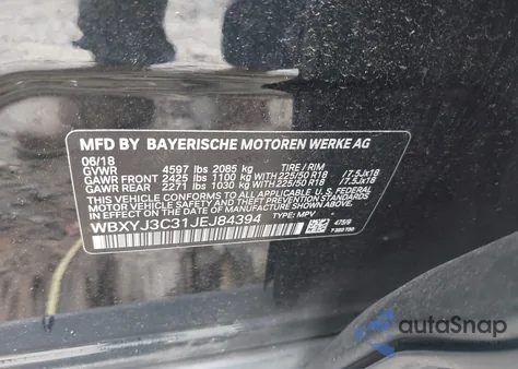2018 BMW X2 Sdrive28I from USA, damaged, VIN WBXYJ3C31JEJ84394